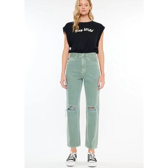 KanCan Denim - KanCan Women's Mari Ultra High Rise 90's Straight Jeans Green Women’s Size 13/30